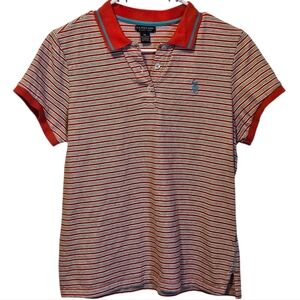 U.S. Polo Assn Unisex Fuchsia Pink Polo Tee XL Collared Striped 100% Cotton